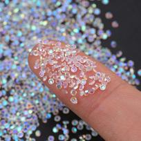 Krištolinis stiklas, nagų dailės mikrodeimantai, blizgūs 11 spalvų smailiu dugnu cirkonio nagų dekoravimo aksesuarai 1.1mm (10 packs of 14400 pcs)