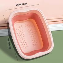 Sustiprintas silikoninis sulankstomas kojų vonelė su dangčiu - Nešiojama masažinė kojų vonelė namų naudojimui Without cover rožinė