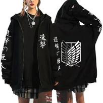 Europos ir Amerikos Anime Attack on Titan su gobtuvu ir užtrauktuku sportinis švarkas vyriški sportiniai drabužiai vaidmenų žaidimo suknelė S gray