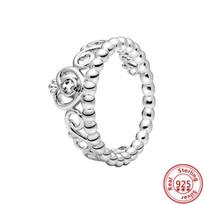 925 svaras sterlingų princesės tiara karūna žvilgantis meilės širdelės CZ Pantaro žiedai moterims sužadėtuvių papuošalai metinių 8 white