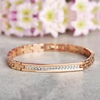 Nauja vario krištolo apyrankė moterims Rose Gold Spalva Link Pulseiras Moteriška nerūdijančio plieno rankinė grandinėlė oranžinė
