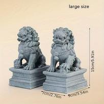 FU Šuo Liūtas Pora Saugotojų Liūtų Statulėlės Kinų Feng Shui Dekoratyvinės Figūrėlės Namų Svetainės Baro Kavinės Dekoras Stalo Ornamentas gray