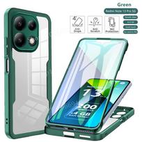 360 laipsnių pilnos apsaugos dėklas Xiaomi Redmi Note 13 14 12 11 10 Pro Plus 4G 5G, atsparus smūgiams, skaidrus priekis ir galas, apsaugantis visą korpusą, Carcasa Redmi Note 13 5G&For Xiaomi Redmi žalia