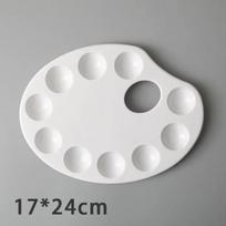 10 skyrelių balta plastikinė paletė žuvies formos meno lenta guašui akvarelei akrilui tapybos reikmenys menininkui mokyklinės kanceliarinės prekės 17x24cm white