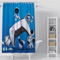 Animacinis ASTRO BOT Dušo užuolaida Vandeniui atsparus poliesterio audinys Dažyta Spalvingos vonios užuolaidos Namų vonios kambario dekoras Užuolaida su kabliukais YL120x180cm