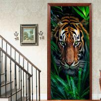 1 vnt. tigro veranda vinilo durų lipdukas miegamojo namų dekorui, lipnus, nuimamas sienų lipdukas, durų renovacija, vandeniui atsparus plakatas 40x120cm