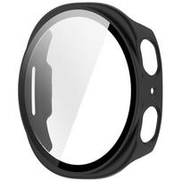 Stiklas+dėklas Samsung Galaxy watch 8 40mm 44mm įbrėžimams atspari viso ekrano apsauga Samsung Galaxy watch8 dangteliui Galaxy watch8 40mm matinė juoda spalva