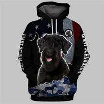 Niufaundlando vokiečių aviganių šunų serijos gobtuvai 3D spausdintas grafinis gobtuvas vyrams moterims megztinis su gobtuvu Harajuku gatvės apranga 6XL black
