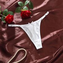 Luxurious Satin Adjustable Strap Thong: Low-Waist, Peach Hips, Bow-Embellished Women's T-Pants (994) M balta