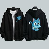 Karštas Anime Fairy Tail Happy Cat Mielas grafinis gobtuvas vyriškas Moteriškas gobtuvas Laisvas laisvas megztinis Harajuku vyriškas striukė su užtrauktuku XL blue