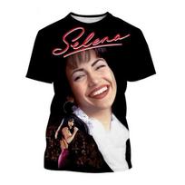 Vasariniai apvalios kaklo iškirptės 3D Selena Quintanilla grafinio spaudinio marškinėliai Madingi laisvalaikio trumpomis rankovėmis Uniseksiniai vyriški ir moteriški marškinėliai XS brown