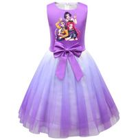 Vaikams Mergaitėms Princesei K-POP Rumi Zoey Mira Spausdintas Rankovių Neturintis Tinklelio Sijonas su Kaspinėliu 130cm purple