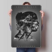 Ronaldinho Pasirašytas Sportinis Plakatas Metalinė Sienos Dailė Freskos Senovinis Metalinis Skardinis Ženklas Plokštelė Sienos Meno Dekoro Vyro Urvas Retro Namai 7.9x11.8In(20x30cm) black