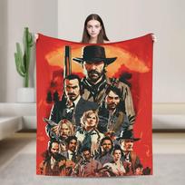Red Dead Redemption 2  Warm Soft Blanket  Students Plush Bedding Throws Pattern Couch Chair Flannel Bedspread Sofa Bed Cover 30x40in red