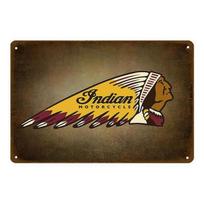 Metalinis skardinis ženklas Indian Motorcycles Sienų dekoracija Skardinės lentelės Vintažinė Šabždėta Geležinė plokštė Tapyba Baras Garažas Vyriškas kampelis Ženklas 20x30cm（7.8x11.8inch） brown
