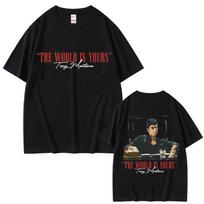 Vasaros Klasikiniai Gangsterių Filmo Scarface Marškinėliai Pasaulis Yra Tavo Tony Montana Al Pacino 100% Grynos Medvilnės Spausdinti Marškinėliai M black