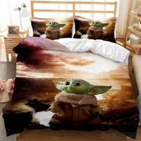 Patalynės komplektas Anime Yoda Kūdikis Dvigulis Viengulis Pilnas Karalienės Karaliaus Vaikams Lovos patalynė Antklodės užvalkalas Pagalvės užvalkalas Dekoracija Kalėdinės dovanos EU Single(135*200cm)3pcs