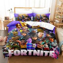 Fortnite Patalynės Komplektas Antklodės Užvalkalas 3D Spausdintas Miegamojo Lovos Užvalkalas Patalynė 2/3 vnt. Anime Animacinis Filmukas Kambario Dekoras Vaikams Kalėdų Dovana EU Single(135*200cm)3pcs
