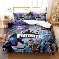 Fortnite Patalynės Komplektas Antklodės Užvalkalas 3D Spausdintas Miegamojo Lovos Užvalkalas Patalynė 2/3 vnt. Anime Animacinis Filmukas Kambario Dekoras Vaikams Kalėdų Dovana EU Single(135*200cm)3pcs gray