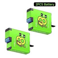 PALO 1800mAh baterija GoPro Hero 8/7/6/5+LCD juodai baterijos įkroviklio GoPro 2pcs žalia