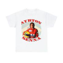 Ayrton Senna Vintažiniai Brazilijos Vėliavos F1 Lenktynių Negabaritiniai Marškinėliai, „Formulės 1“ Legendos Grafiniai Marškinėliai, Unisex Atsitiktinis Viršutinis Drabužis S smėlis