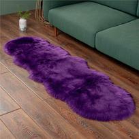 Australijos dirbtinio vilnos aksomo kilimas ir sofos pagalvė svetainei, miegamajam ir kavos staliukui 60x180 cm violetinė