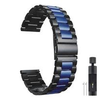 20mm 22mm nerūdijančio plieno apyrankė, skirta Samsung Galaxy Watch 7 6 5 4 5Pro 40/44mm 4/6 Classic 43 47mm metalinė juosta, skirta Huawei GT5 4Pro 22mm black