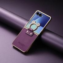 Samsung Z Flip7 deimantu dengtas telefono dėklas su Mickey piršto žiedu, skirtas Galaxy Z Flip6 Samsung Z Flip 8 violetinė
