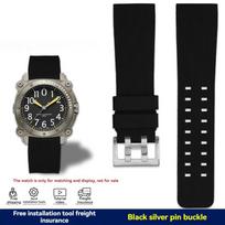 Hamilton Khaki Deep Diving H78585333 H78505330 H78535380 Atsparus vandeniui Laikrodžio dirželis 24mm Guminis dirželis Juoda Geltona Apyrankė 24mm-width gray