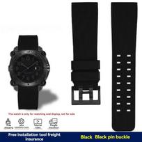 Hamilton Khaki Deep Diving H78585333 H78505330 H78535380 Atsparus vandeniui Laikrodžio dirželis 24mm Guminis dirželis Juoda Geltona Apyrankė 24mm-width black