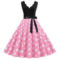Moteriškas taškuotas vintažinis kostiumas 50-ųjų 60-ųjų Rockabilly POLKA DOT ROCK N ROLL Vakarinio vakarėlio sūpuoklinė išleistuvių suknelė XXXL