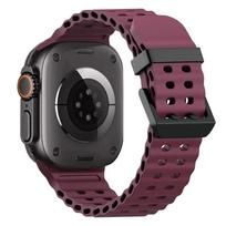 Vandenyno silikoninis dirželis Apple Watch Ultra 3/2 Dirželis 49mm 46mm 45mm 44mm Sportinis laikrodžio dirželis iWatch Series 11 10 9 8 7 6 5 SE Ultra 44mm 45mm 46mm vyno raudonos spalvos