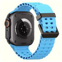 Vandenyno silikoninis dirželis Apple Watch Ultra 3/2 Dirželis 49mm 46mm 45mm 44mm Sportinis laikrodžio dirželis iWatch Series 11 10 9 8 7 6 5 SE Ultra Ultra 3 2 1 49mm mėlyna