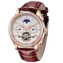 Vyriški laikrodžiai Automatinis mechaninis laikrodis Tourbillon laikrodis Natūralios odos vandeniui atsparus laikrodis Vyrai Karinis riešo laikrodis Vyras black