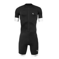Vasaros vyrų triatlono lenktynių kostiumas trumpomis rankovėmis vientisas triko kelių dviračių Skinsuit plaukimo/bėgimo/dviratininkų Speedsuit Ciclismo Mtb apranga 3XL black