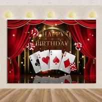 Žaidimų kortų tema Gimtadienio vakarėlio dekoracijos Kazino fonas Reklama Pokerio kauliukai Blizgučiai Fonas Reikmenys Fotografijos rekvizitai 120X90CM black