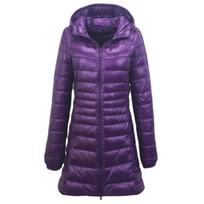 Itin lengvos moteriškos pūkinės striukės Pūkinis paltas Ilga pūkinė striukė Šis gobtuvu paltas 7XL violetinė