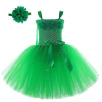 Girls' Green Sequin Tinkerbell Fairy Dress with Puffy Skirt 8-9 Years (125-140cm) green