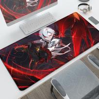 Genshin Impact Arlecchino HD pelės kilimėlis Didelis kompiuterio biuro neslystantys priedai Anime Patvarus stalo kilimėlis Užrakinti kraštai Klaviatūros kilimėliai 300x800x2mm gray