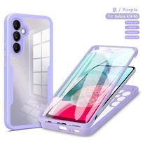 360 viso kūno ekrano apsaugos dėklas, skirtas Samsung Galaxy A57 A37 A27 A17 A07 A56 A36 A16 A06 A55 A35 A15 A05 5G, dvipusis dangtelis Galaxy A17 violetinė