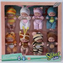 6/8Pcs Set Sleeping Mini Baby Dolls Reborn Lifelike Cute Adorable Dolls With Butterfly Crocodile Sunflower Outfits Playset Giftb gray