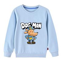 Dogman vaikiškas džemperis Ruduo Vaikams Linksmas Animacinis Šuo Žmogus Ilgomis Rankovėmis Viršutiniai Drabužiai Berniukams Anime Mados Gobtuvėlis Mergaitei Laisvalaikio Drabužiai 120 white