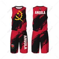 Vyriškas Angolos Vėliavos Krepšinio Džersio Rinkinys Tinklelio Marškinėliai ir Šortai Be Rankovių Išskirtinis Komandinis Individualus Vardas Numeris Unisex XL red