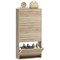 12-Shoe Flip Drawer Storage Cabinet - Brown Wood-Effect 57 x 23.5 x 116 cm