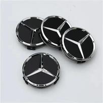4 vnt. 75 mm automobilio ratlankio centrinis dangtelis, stebulės dangteliai, emblemos priedai Mercedes benz AMG C E S GLE CLC klasei W204 W203 W205 W124 W221 juoda