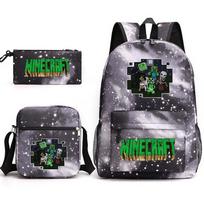 Minecraft Kuprinė Žaidimo Prekės Studentas Didelės Talpos Spausdinimas Trys Dalys Kuprinė Vyrams Ir Moterims Three-piece set gray