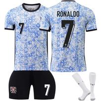 (#7 RONALDO) 24/25 Portugalijos išvykos futbolo marškinėliai vaikams ir suaugusiems 26 mėlyna
