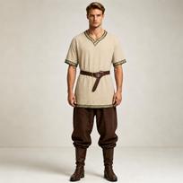 Men's Costume with Waistband for Halloween L chaki