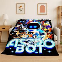 Žaidimas A-Astro Bot Animacinis Robotas Minkštas Flanelinis Antklodė, Jaukus Antklodė Lovai, Foteliui, Sofa, Miegamajam, Svetainei, Kelionėms, Stovyklavimui 75x90cm black