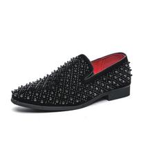 Black Suede Studded Spikes Moccasins Shoes Mens Smocks Sandals Casual Shoes Men Party Dress Apartments Loafers Zapatillas Hombre 38 juoda